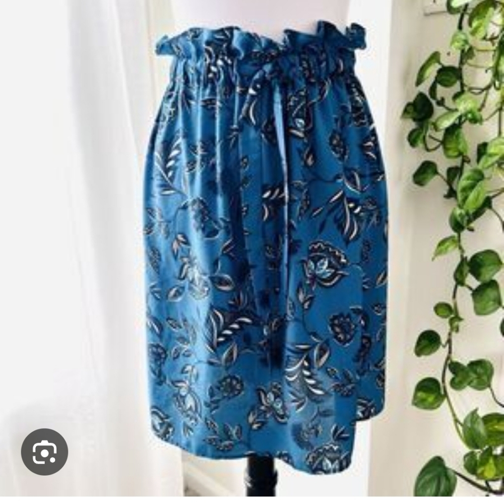 NWT  Lane Bryant Floral Print Paperbag Waist Blue Skirt Womens Sz 22/24●
